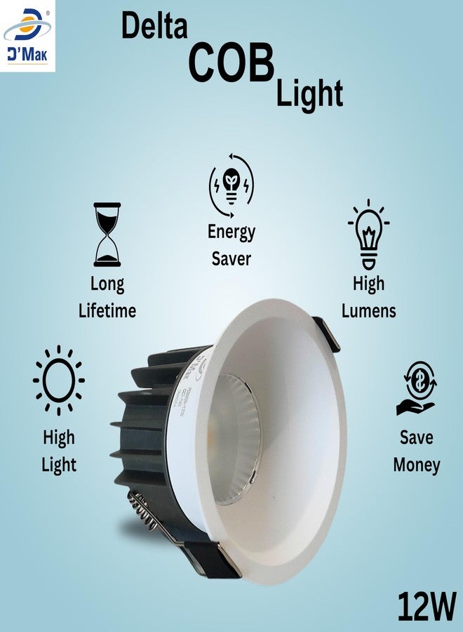D'Mak 12W White Body LED Deep COB Light | Recessed LED Ceiling Light for Indoor Lighting (Natural White, Pack of 1) - Image 2